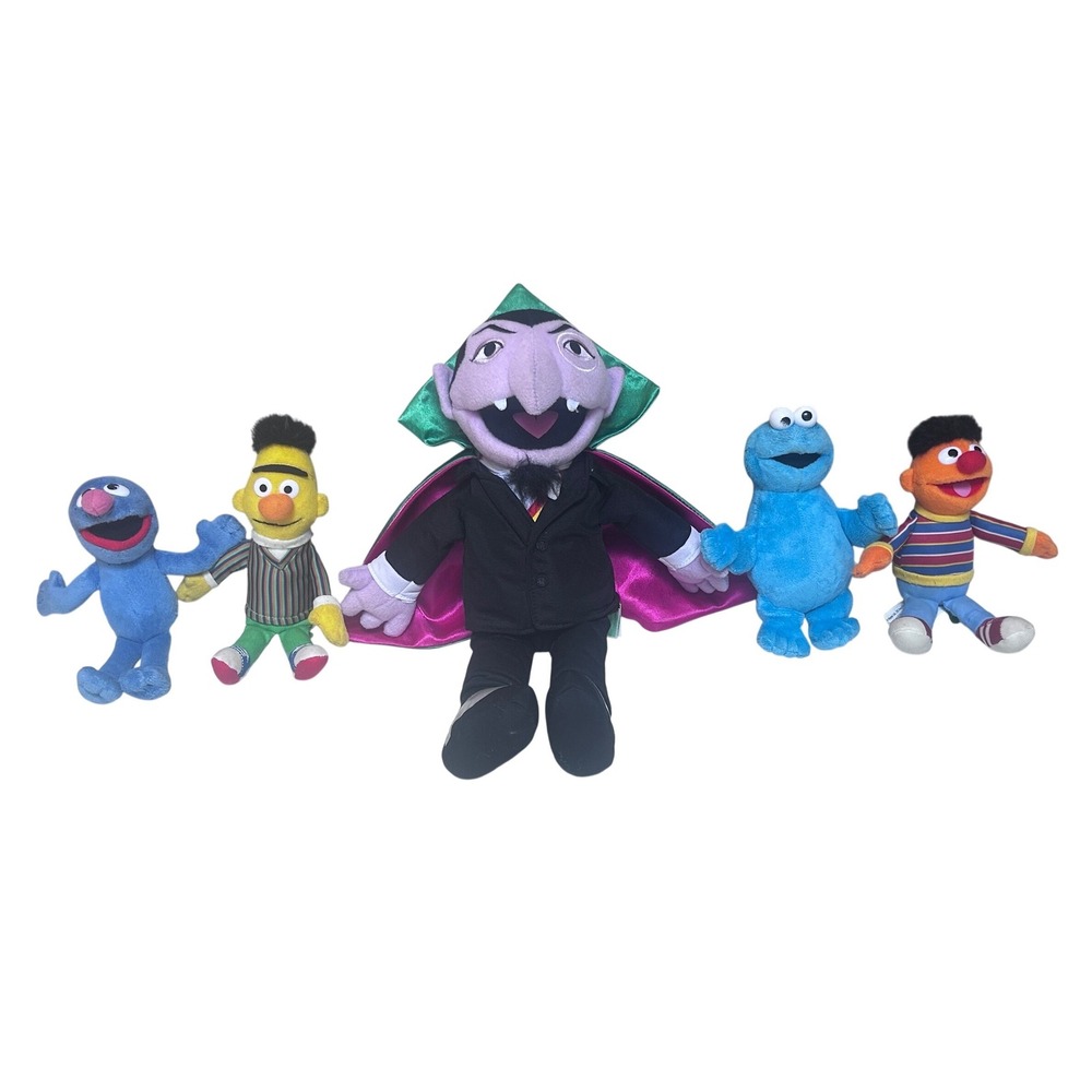 Sesame Street Plush Lot Count von Count Cookie Monster Grover Bert Ernie 5pc